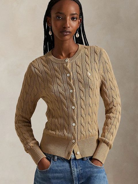 Polo Ralph Lauren kardigan bawełniany damski kolor brązowy 211971868 - zdjęcie produktu nr 1