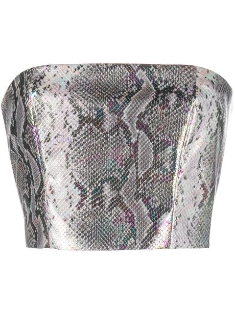 ROTATE BIRGER CHRISTENSEN metallic snakeskin bandeau top - Silver - zdjęcie produktu nr 1