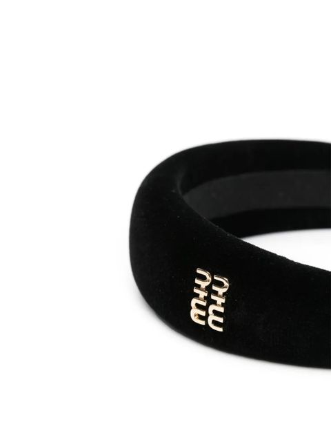 Miu Miu logo-plaque hair band - Black
