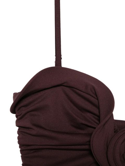 Magda Butrym ruffled flower-appliqué swimsuit - Red