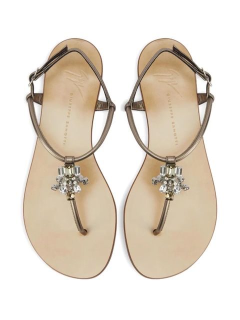 Giuseppe Zanotti Glenda crystal-embellished flat sandals - Gold