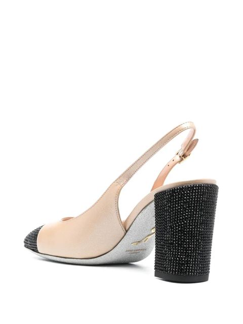 René Caovilla 80mm two-tone rhinestone-embellished pumps - Neutrals