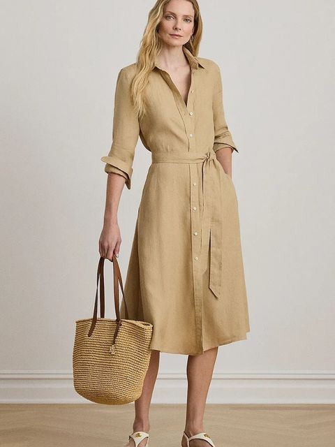 Lauren Ralph Lauren sukienka koszulowa lniana - zdjęcie produktu nr 1
