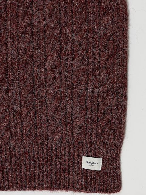 Pepe Jeans szalik z domieszką wełny damski kolor bordowy gładki PL0600004 - zdjęcie produktu nr 2