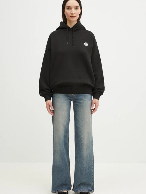 Kenzo bluza bawełniana Boke Flower 2.0 damska kolor czarny z kapturem z aplikacją FF52SW1754MB.99J