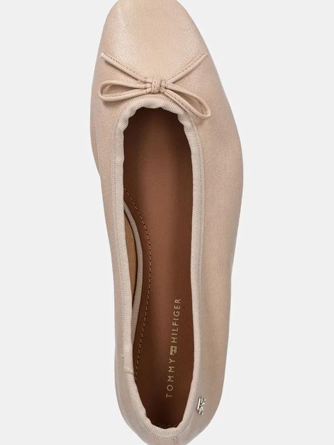 Tommy Hilfiger baleriny skórzane BALLERINA SOFT LEATHER kolor beżowy FW0FW08355
