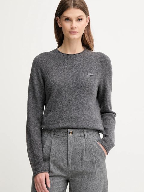 Lacoste sweter wełniany damski kolor szary lekki AF4160 - zdjęcie produktu nr 1