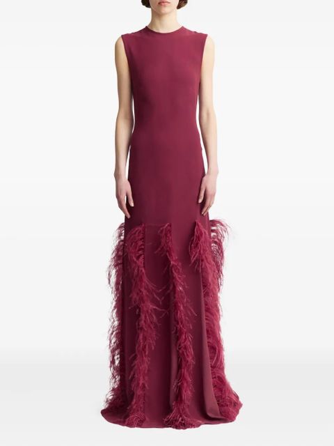 16Arlington Lett feather-trim maxi dress - Red - zdjęcie produktu nr 2