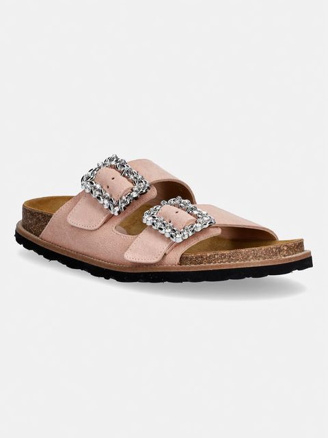 Pollini klapki z odkrytymi palcami damskie zamszowe - zdjęcie produktu nr 1