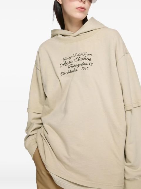 Acne Studios double-layered lettering-detail hoodie - Neutrals