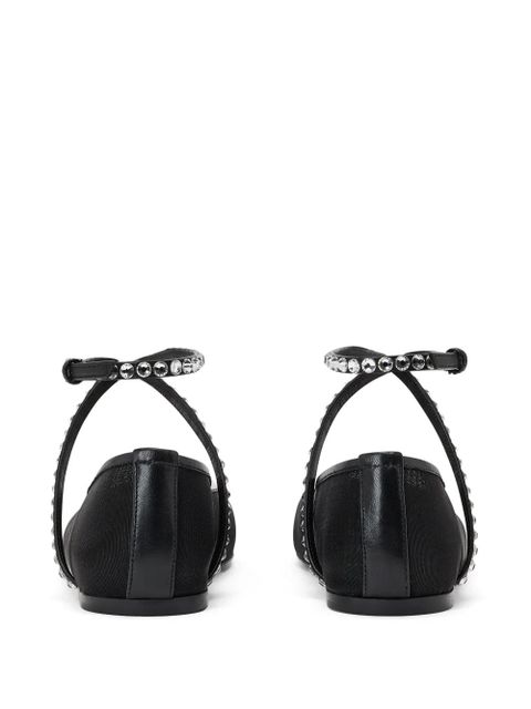 Amina Muaddi Ane crystal-embellished mesh ballerina shoes - Black - zdjęcie produktu nr 2