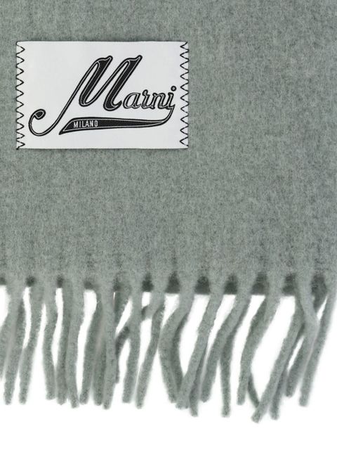 Marni logo-appliqué fringed scarf - Green - zdjęcie produktu nr 2