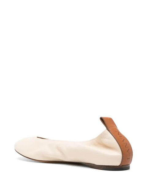 Lanvin logo leather ballerina flats - Neutrals