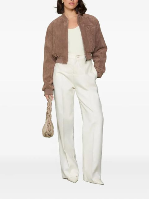 Manière De Voir Blanche faux leather-panel tailored trousers - White