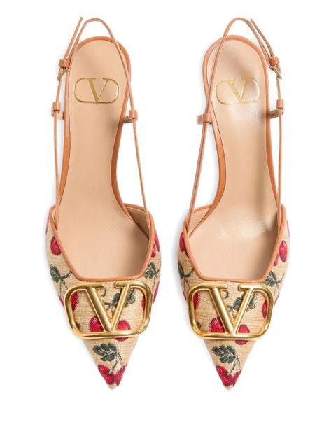 Valentino Garavani 80mm VLogo Signature cherryfic-print pumps - Neutrals