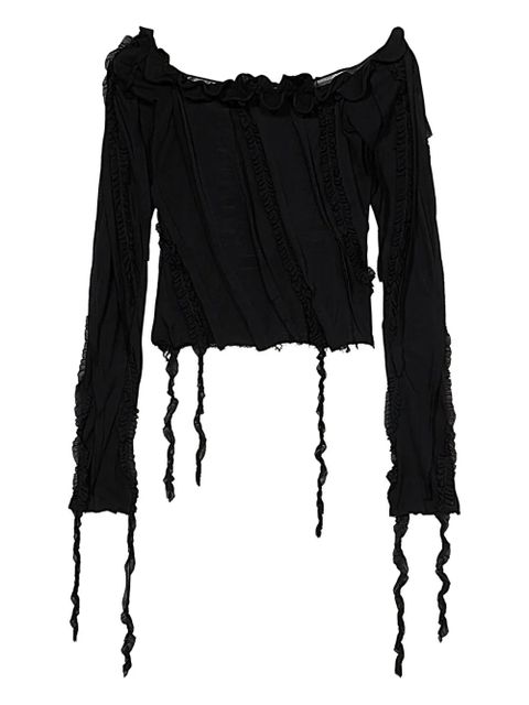 Blumarine off-shoulder ruffled top - Black - zdjęcie produktu nr 1