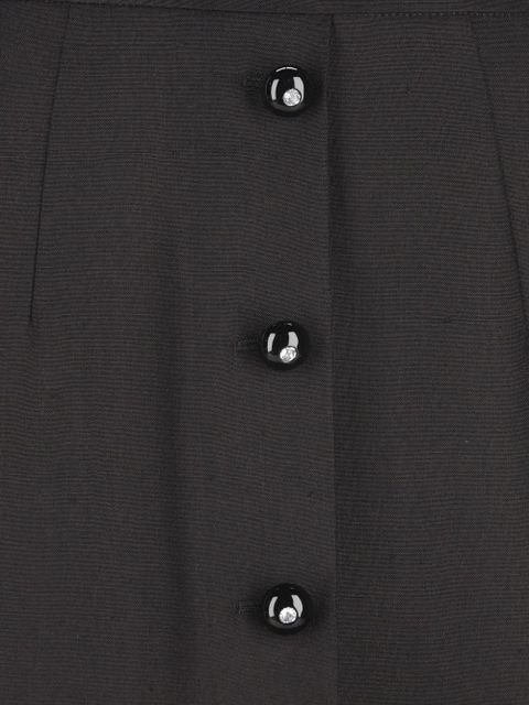 Valentino Garavani shearling-trim button skirt - Black