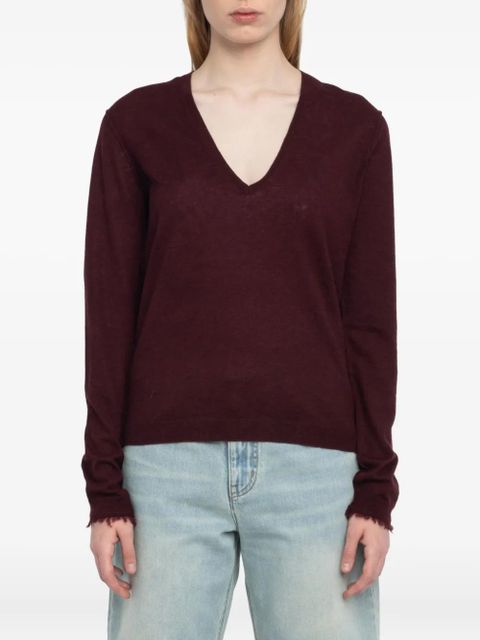 Zadig&Voltaire Rivy V-neck long-sleeve sweater - Red