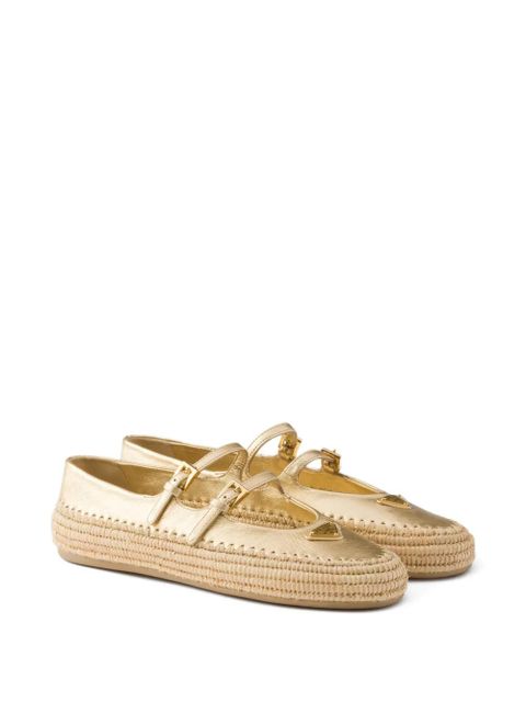 Prada Mordoré woven raffia logo ballerinas - Gold - zdjęcie produktu nr 2