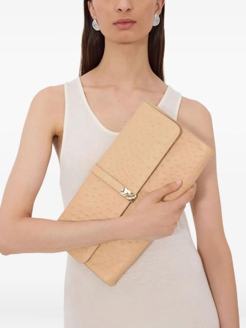LouLou de Saison MOHINI ostrich-effect leather clutch bag - Neutrals - zdjęcie produktu nr 2