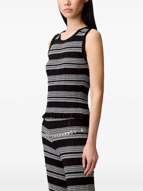 Claudie Pierlot striped-pattern ruffled top - Black