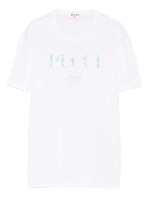 PUCCI logo cotton T-Shirt - White - zdjęcie produktu nr 1