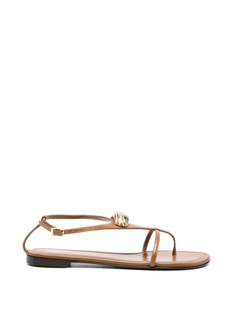 Giuseppe Zanotti T-strap leather flat sandals - Brown - zdjęcie produktu nr 1