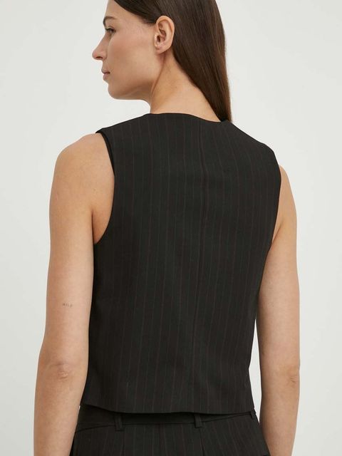 Samsoe Samsoe kamizelka SARAMONA kolor czarny jednorzędowa F24100047