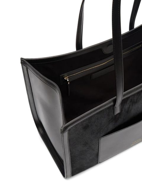 LouLou de Saison large Nikos pony-effect leather tote bag - Black