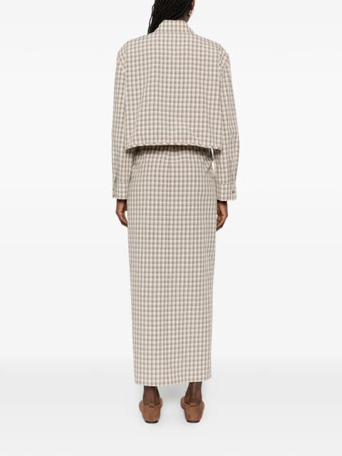 Nanushka plaid cutout maxi shirt dress - Neutrals