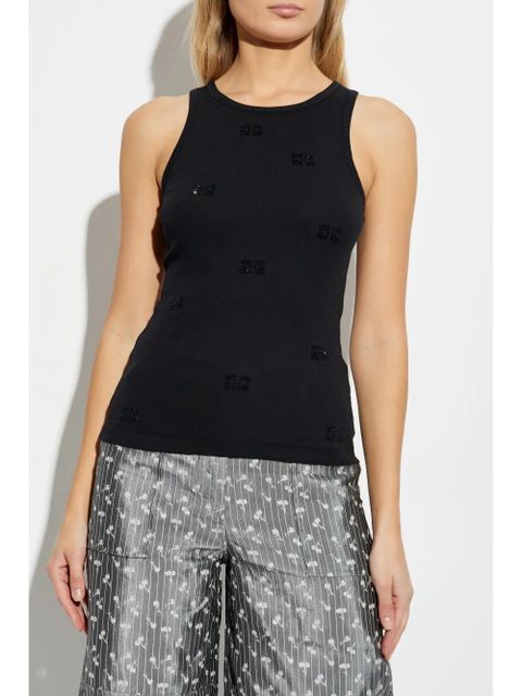 GANNI rhinestone-embellished tank top - Black