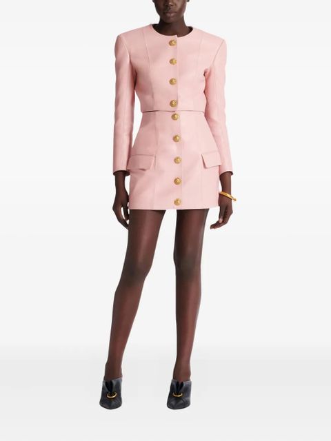 Balmain button lambskin mini skirt - Pink