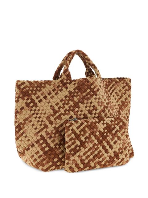 NAGHEDI large St. Barths handwoven two-tone tote bag - Neutrals
