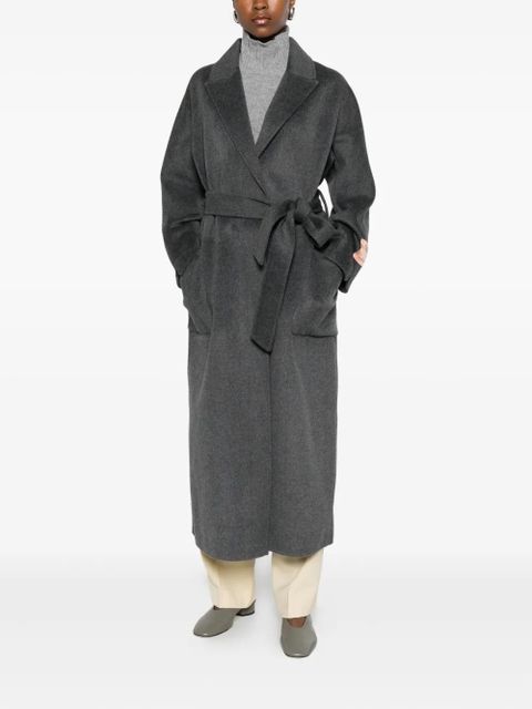 SOLOTRE peak-lapels belted coat - Grey