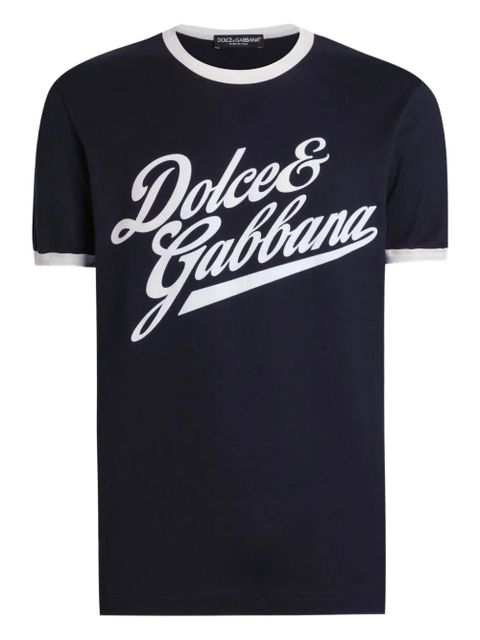 Dolce & Gabbana logo-print ringer T-shirt - Blue - zdjęcie produktu nr 1