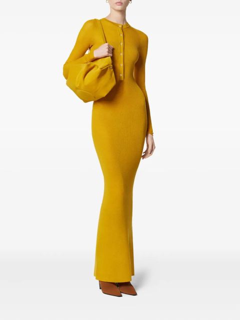 Versace long-sleeve ribbed-knit dress - Yellow
