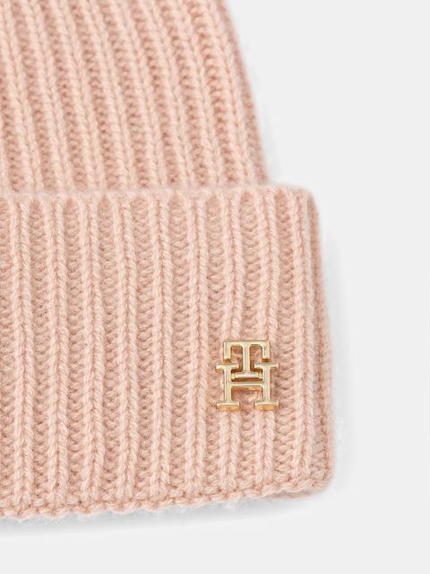Tommy Hilfiger czapka kaszmirowa kolor różowy AW0AW17772