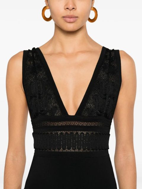 SANDRO V-neck knitted maxi dress - Black