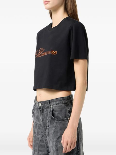Blumarine logo-print jersey T-shirt - Black