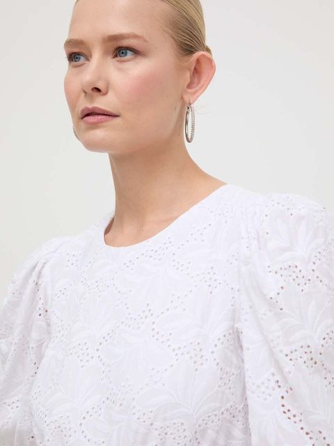 Silvian Heach sukienka bawełniana kolor biały mini rozkloszowana