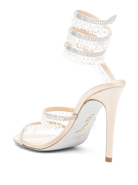 René Caovilla 100mm Cleo crystal-embellished sandals - Neutrals