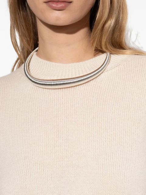 Jil Sander thread-embroidered necklace - Silver