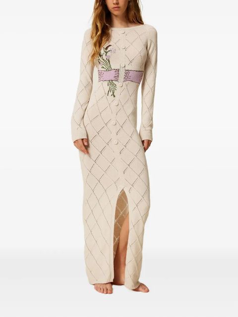 TWINSET bow diamond-pattern maxi dress - White - zdjęcie produktu nr 2