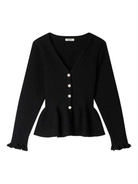 SANDRO textured peplum cardigan - Black - zdjęcie produktu nr 1