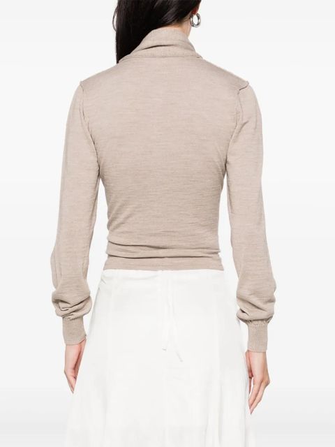 LEMAIRE tied-neck button-detail top - Neutrals