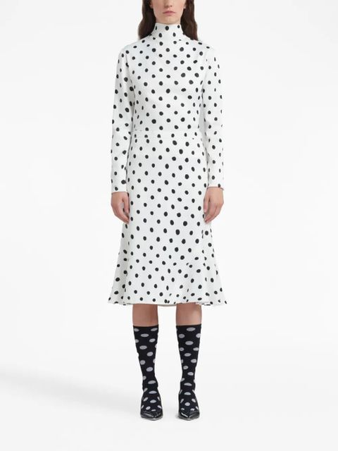 Marni polka-dot print A-line skirt - White