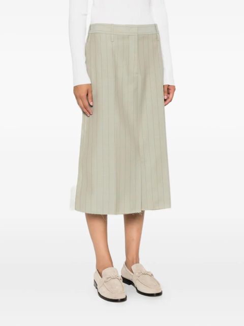 Jil Sander pinstripe frayed skirt - Green