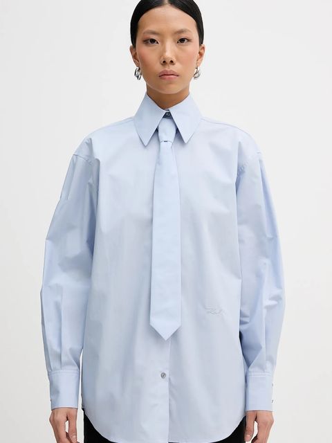 Karl Lagerfeld koszula bawełniana damska kolor niebieski relaxed z kołnierzykiem klasycznym B1W11002 - zdjęcie produktu nr 1