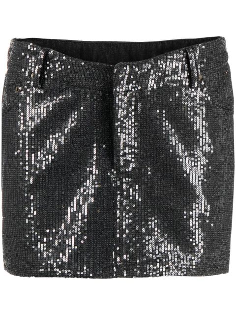 ROTATE BIRGER CHRISTENSEN sequin twill mini skirt - Black - zdjęcie produktu nr 1