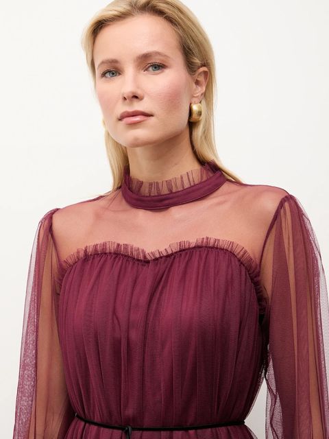 Answear.LAB sukienka kolor bordowy maxi prosta